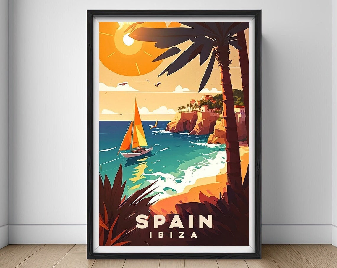Ibiza Spain Travel Poster Ibiza Spain Wall Art Print Ibiza Spain Painting Ibiza Spain Illustration Ibiza Spain Watercolor Decor