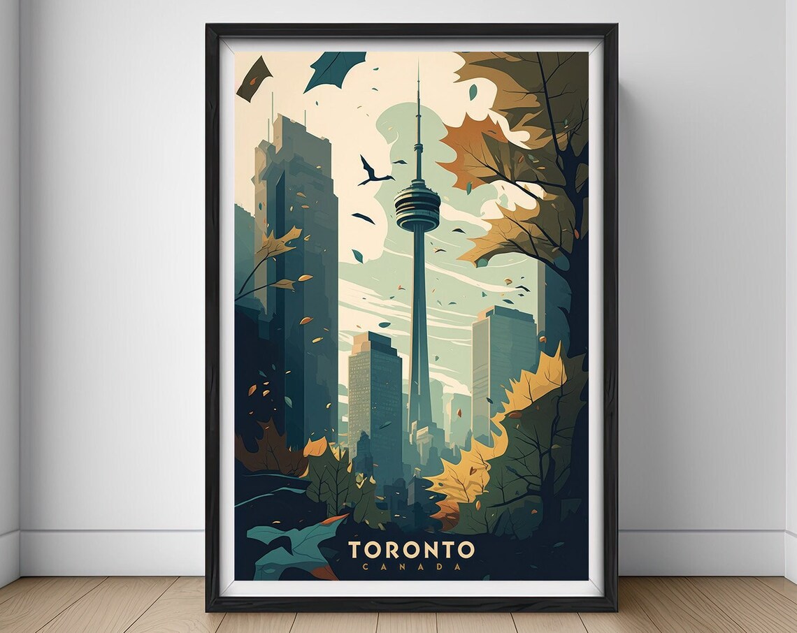 Toronto Canada Watercolor Travel Poster, Art Print