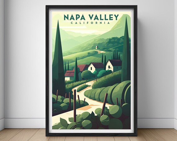 Napa Valley Travel Poster California Wall Art Print Napa Valley Napa Valley Painting Illustration California California Home Decor