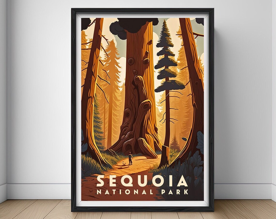 Sequoia National Park Vintage Travel Poster Giant Trees Forest