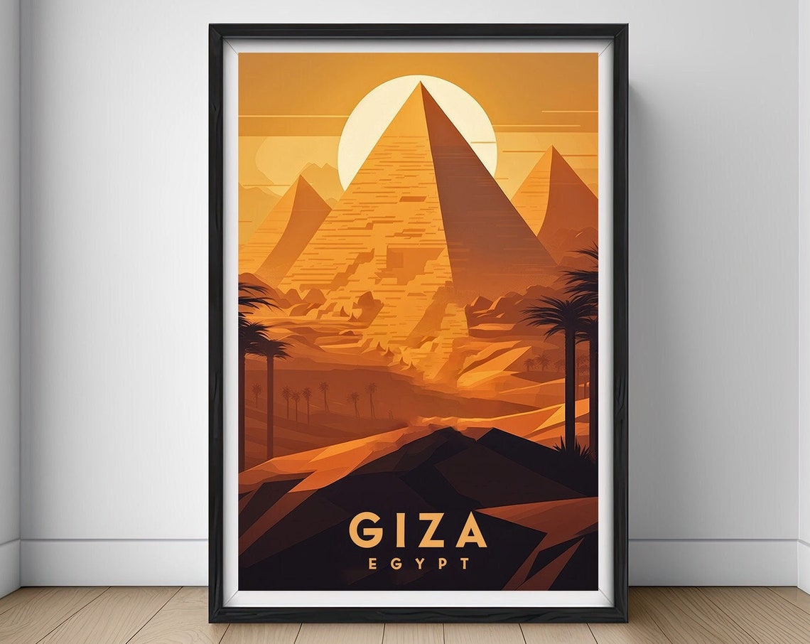 Egypt Giza Travel Poster Egypt Giza Wall Art Print Egypt Giza Painting Egypt Giza Illustration Egypt Giza Watercolor Decor