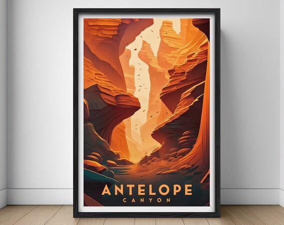 Antelope Canyon Travel Poster Antelope Canyon Arizona Wall Art Print Antelope Canyon Painting Illustration Arizona Watercolor Art