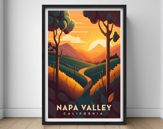 Napa Valley Travel Poster California Wall Art Print Napa Valley Napa Valley Painting Illustration California California Home Decor