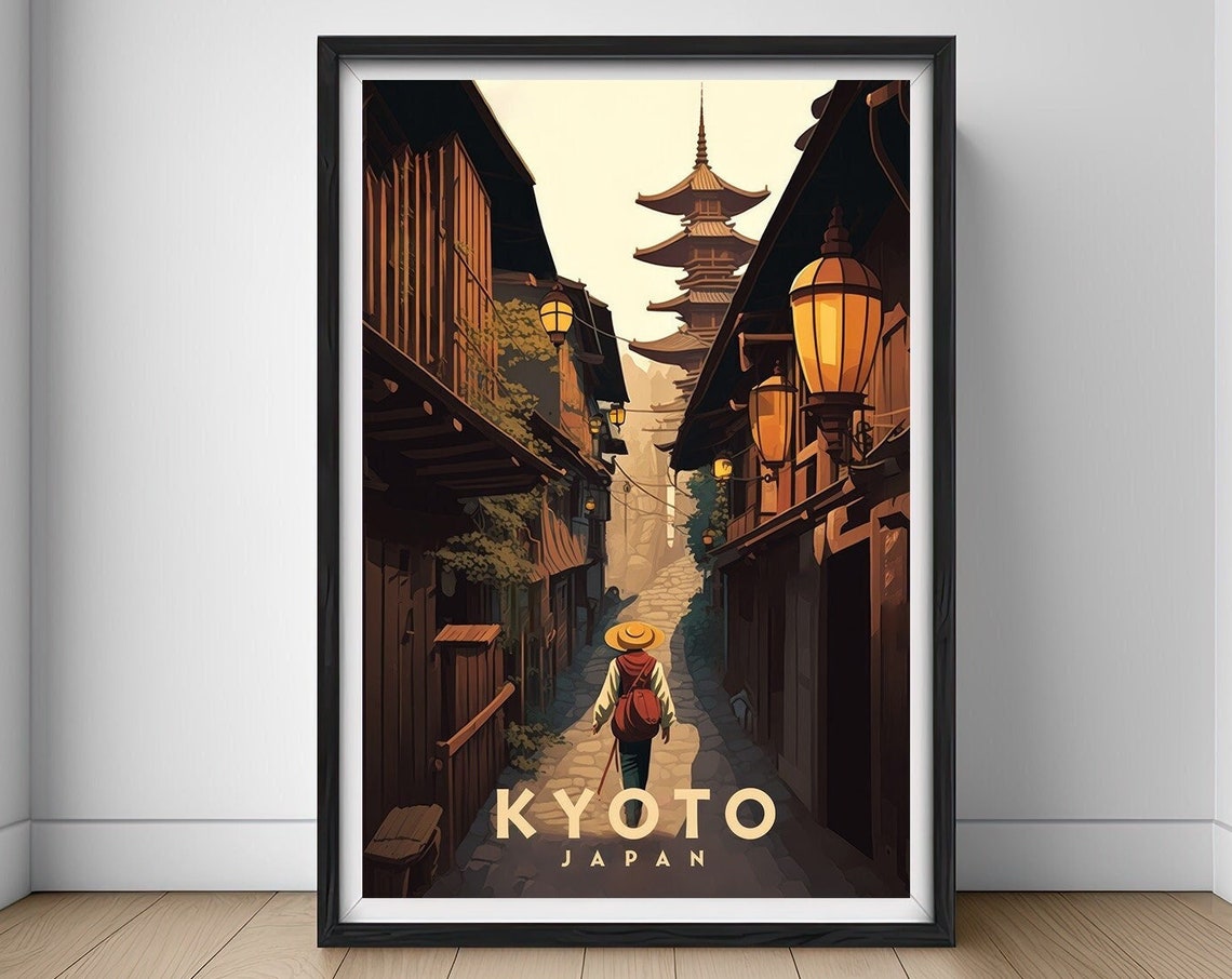 Kyoto Japan Travel Poster Kyoto Japan Wall Art Print Kyoto Japan Painting Illustration Kyoto Japan Old Town Watercolor Home Decor