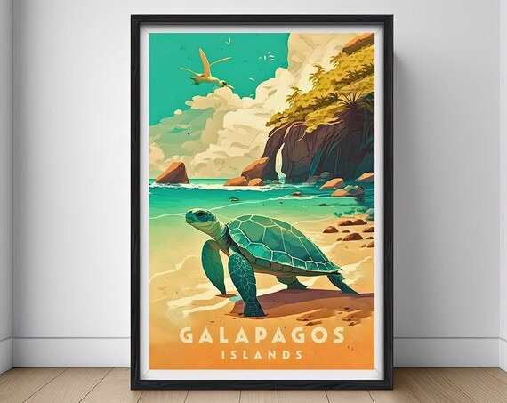Galapagos Island Ecuador Travel Poster Galapagos Island Ecuador Wall Art Print Ecuador Painting Illustration Ecuador Watercolor
