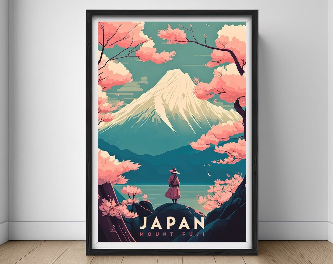 Mount Fuji Japan Travel Poster Japan Wall Art Print Mt Fuji Japan Painting Mt Fuji Japan Illustration Japan Watercolor Home Decor