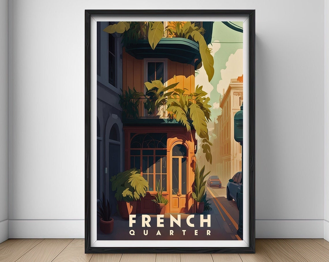 French Quarter New Orleans Travel Poster French Quarter Wall Art Print New Orleans Painting Illustration New Orleans Watercolor