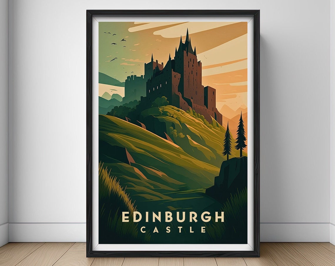 Edinburgh Castle Scotland Travel Poster Scotland Edinburgh Castle Wall Art Print Scotland Painting Illustration Uk Watercolor Art