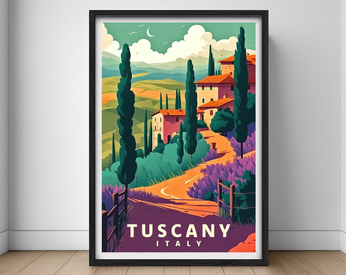 Italy Tuscany Travel Poster Italy Tuscany Wall Art Print Tuscany Italy Painting Tuscany Illustration Tuscany Watercolor Home Decor