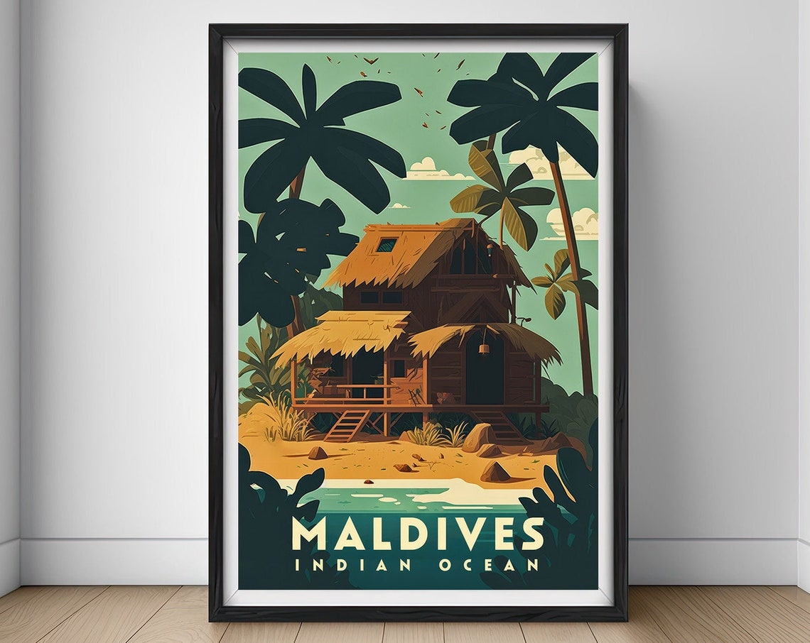 Maldives Travel Poster Maldives Wall Art Print Maldives Painting Maldives Indian Ocean Illustration Maldives Watercolor Decor Art