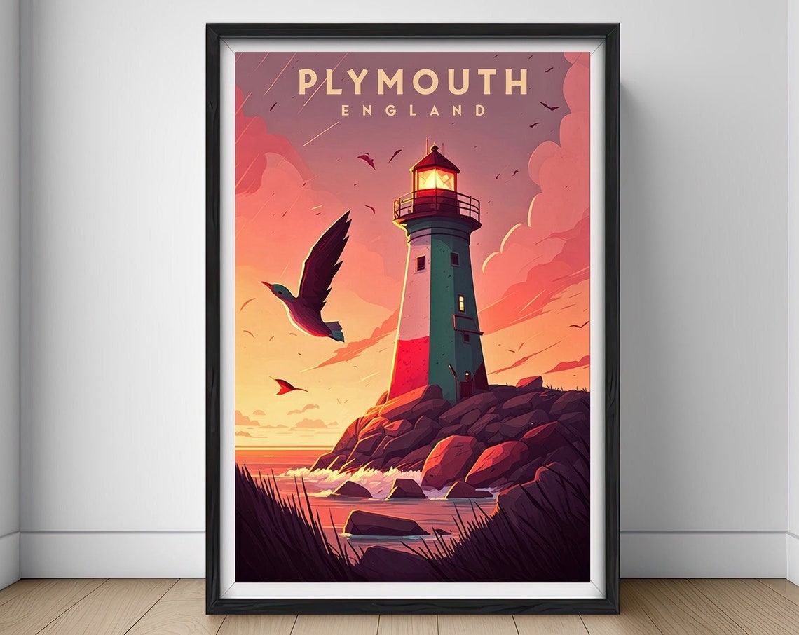 Plymouth Travel Poster Plymouth Print Plymouth Wall Art Print Plymouth England Plymouth Painting Illustration Plymouth Watercolor
