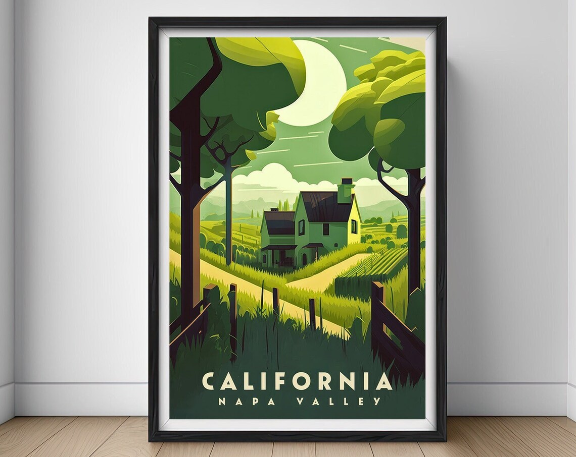 Napa Valley Travel Poster California Wall Art Print Napa Valley Napa Valley Painting Illustration California California Home Decor