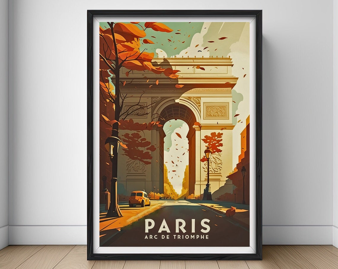 Paris Arc De Triomphe Travel Poster France Arc De Triomphe Wall Art Print Paris France Painting Illustration France Watercolor Art