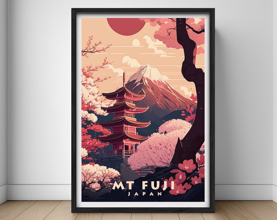 Mount Fuji Japan Travel Poster Japan Wall Art Print Mt Fuji Japan Painting Mt Fuji Japan Illustration Japan Watercolor Home Decor