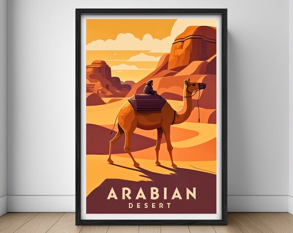 Arabian Desert Travel Poster Arabian Desert Wall Art Print Arabian Desert Painting Illustration Arabian Desert Watercolor Decor
