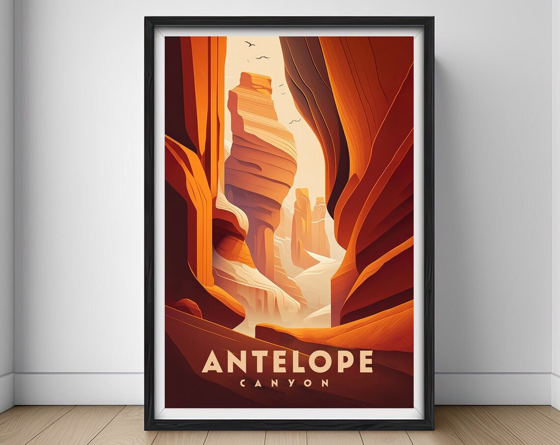 Antelope Canyon Arizona Sandstone Swirls Sunlit Travel Poster