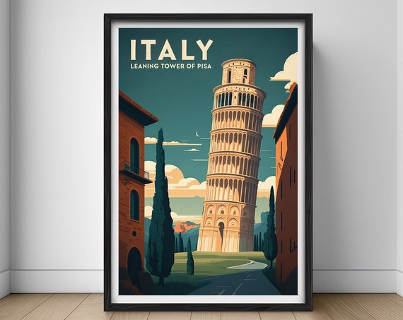 The Leaning Tower Of Pisa Travel Poster Italy Wall Art Print Italy Painting Tower Of Pisa Illustration Italy Watercolor Home Decor