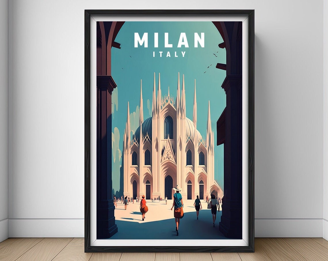Milan Italy Travel Poster Milan Italy Wall Art Print Milan Italy Painting Italy Art Illustration Milan Italy Watercolor Home Decor