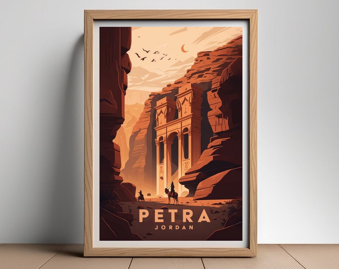 Petra UNESCO Travel Poster, Minimal Wall Art Print - Image 3
