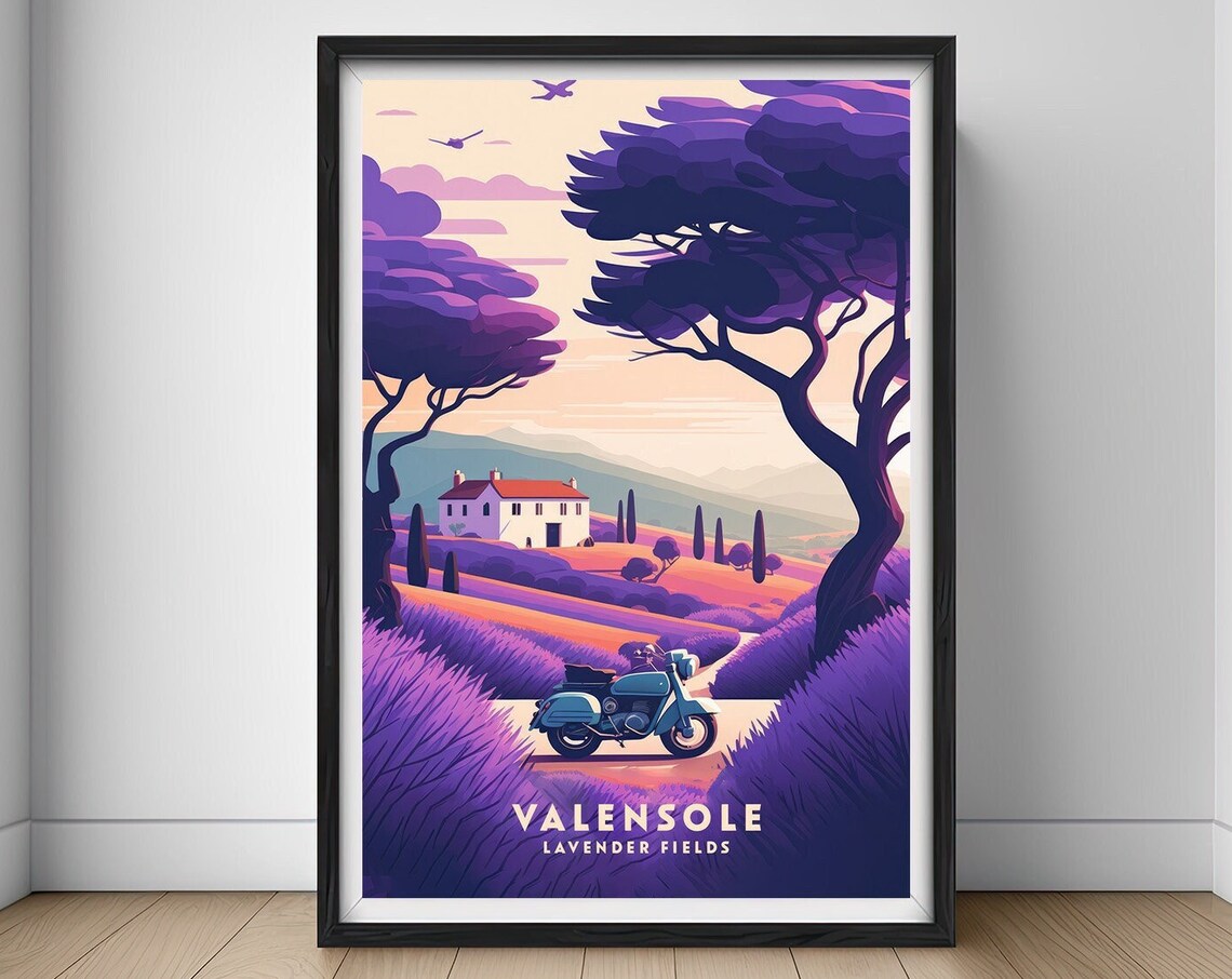 Valensole Lavender Fields Provence France Scooter Trip Travel Poster