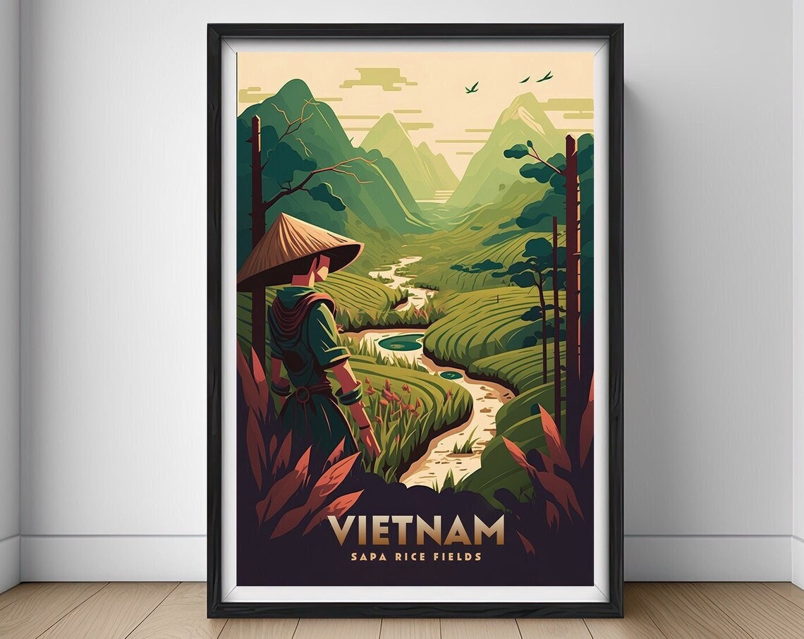 Vietnam Sapa Travel Poster Vietnam Sapa Wall Art Print Sapa Rice Fields Vietnam Sapa Travel Art Poster Vietnam Wall Art Decor