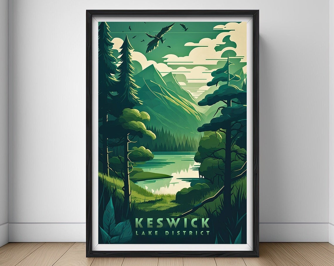 Keswick Travel Poster Keswick Print Keswick Wall Art Print Keswick Lake District Keswick Painting Keswick Illustration Keswick Watercolor