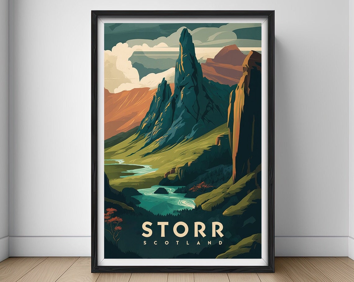 Isle Of Skye Scotland Travel Poster Isle Of Skye Wall Art Print Scotland Painting Scotland Illustration Old Man Storr Watercolor