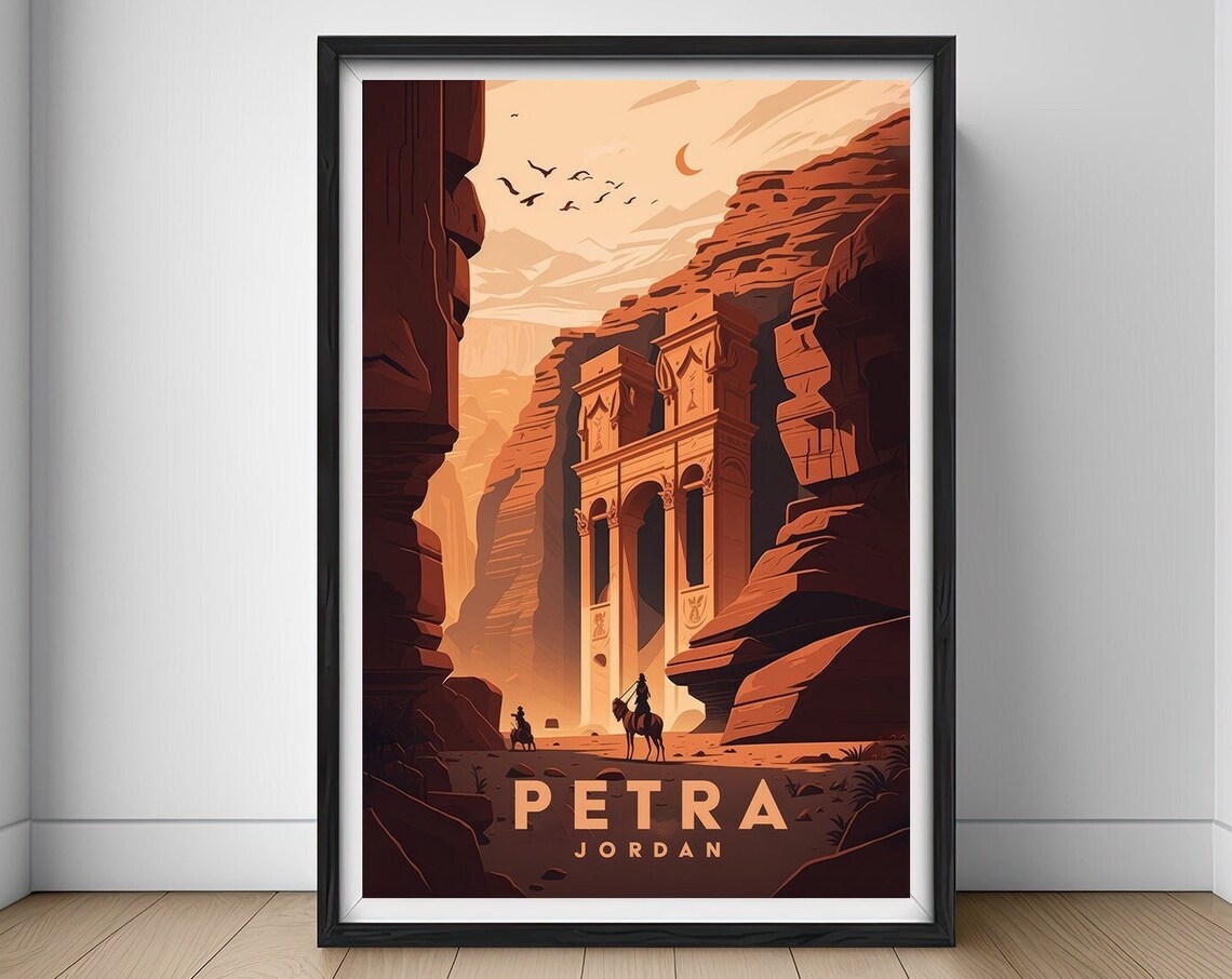 Petra UNESCO Travel Poster, Minimal Wall Art Print