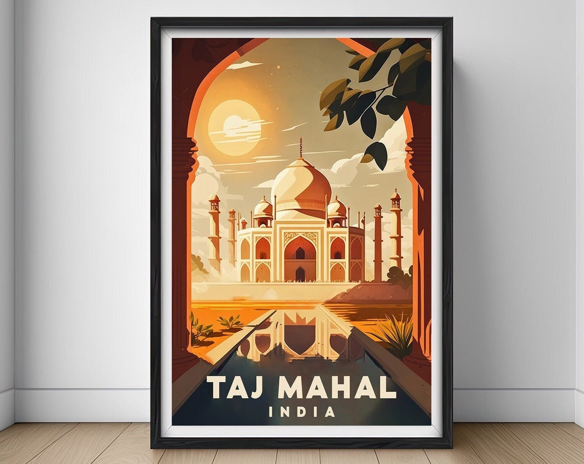 Taj Mahal India Travel Poster Taj Mahal India Wall Art Print Taj Mahal India Painting Illustration Taj Mahal Watercolor Home Decor