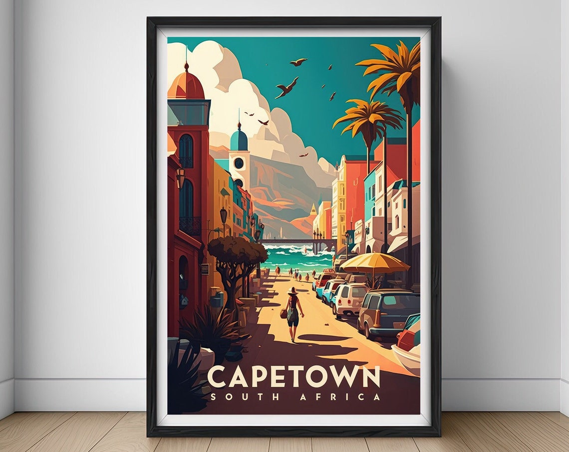 Capetown South Africa Travel Poster Capetown South Africa Wall Art Print Capetown Painting Illustration Capetown Watercolor Decor
