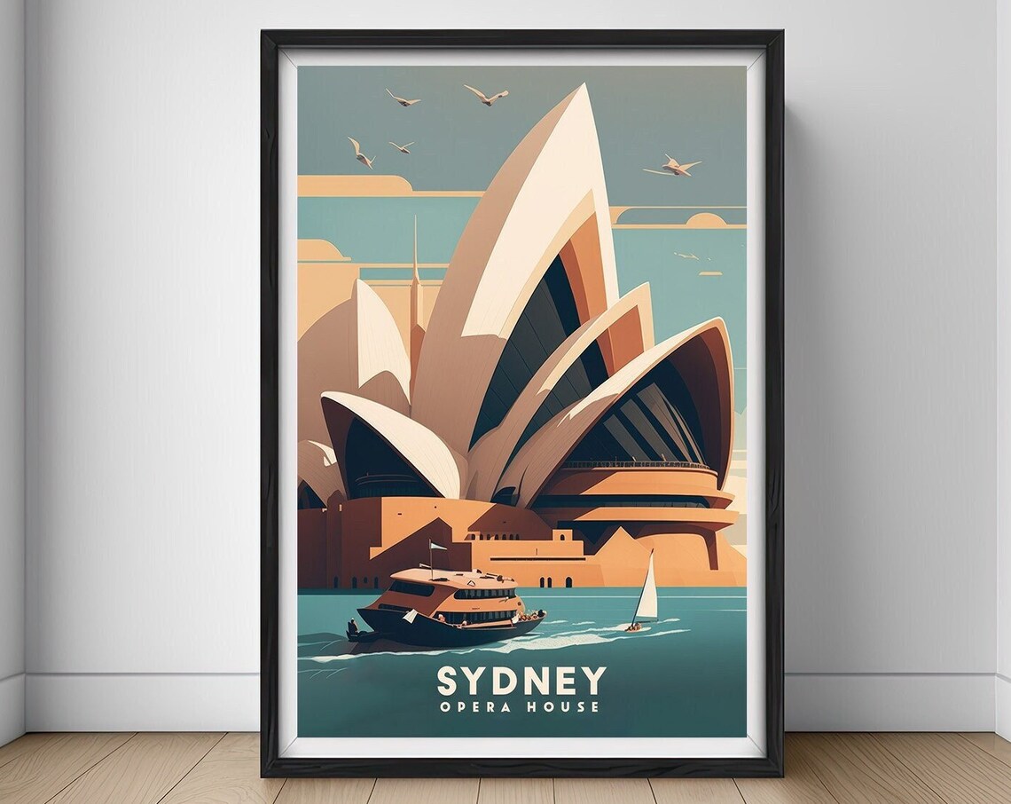 Sydney Vintage Travel Poster, Opera House Print