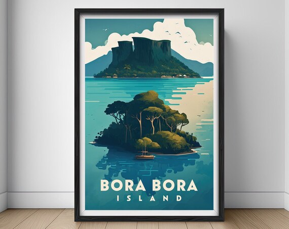 Bora Bora Island Travel Poster Bora Bora Island Wall Art Print Bora Bora Island Painting Illustration Bora Bora Island Watercolor