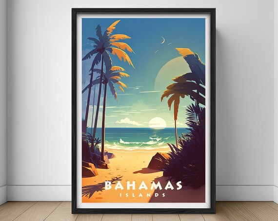 Bahamas Islands Travel Poster Bahamas Islands Wall Art Print Bahamas Islands Painting Illustration Bahamas Watercolor Home Decor