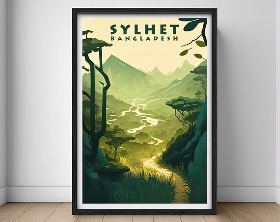 Sylhet Bangladesh Travel Poster Sylhet Bangladesh Wall Art Print Bangladesh Painting Illustration India Sylhet Sylhet Home Decor