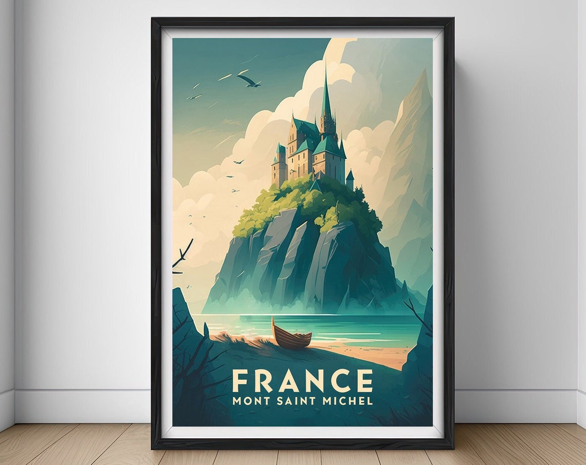 France Mont Saint Michel Travel Poster France Wall Art Print France Painting France Illustration Art France Watercolor Home Decor