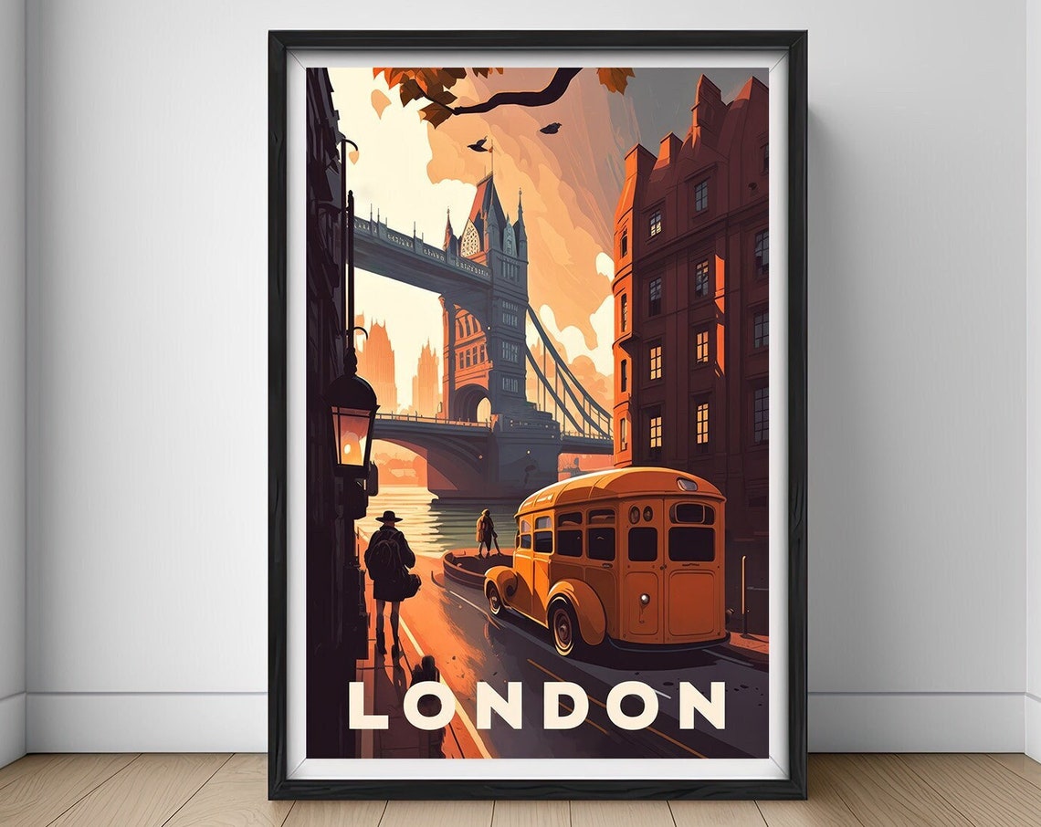 London Travel Poster London Print London Wall Art Print London England Poster London Painting Illustration London Watercolor Home Decor Art