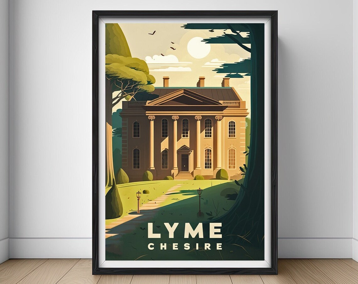 Lyme Cheshire Georgian Country House Vintage England Travel Poster