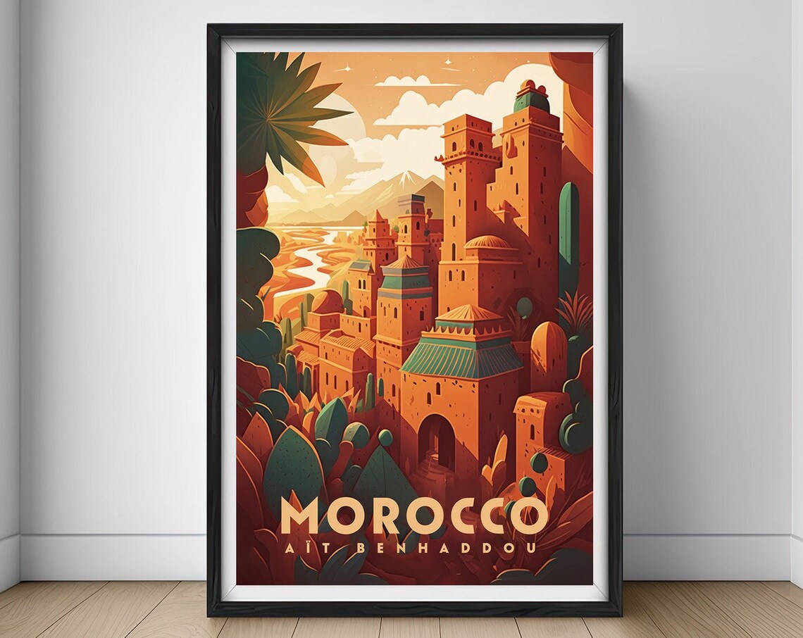 Marrakesh Morocco Travel Poster, Watercolor Art Print