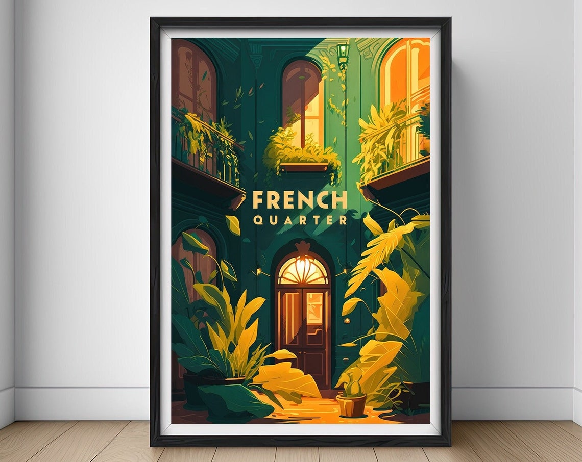 French Quarter New Orleans Travel Poster French Quarter Wall Art Print French Quarter Painting Illustration New Orleans Watercolor