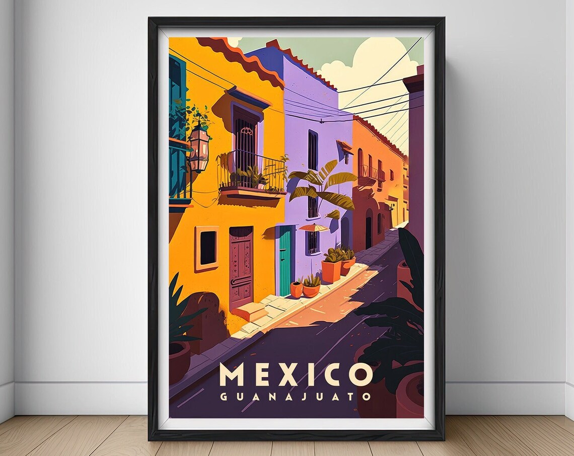 Mexico Guanajuato Travel Poster Mexico Guanajuato Wall Art Print Mexico Guanajuato Painting Illustration Mexico Watercolor Decor