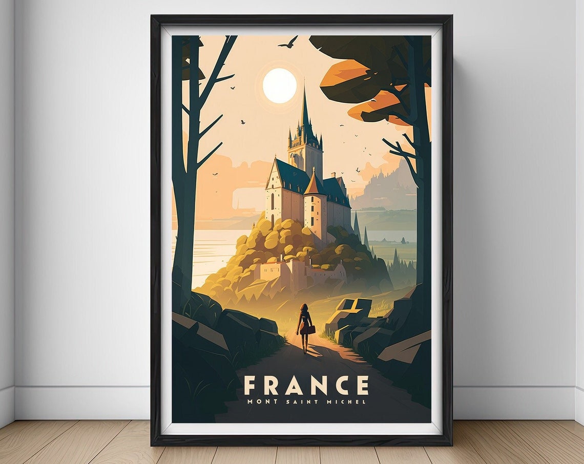 France Mont Saint Michel Travel Poster France Mont Saint Michel Wall Art Print France Painting Illustration France Watercolor Art