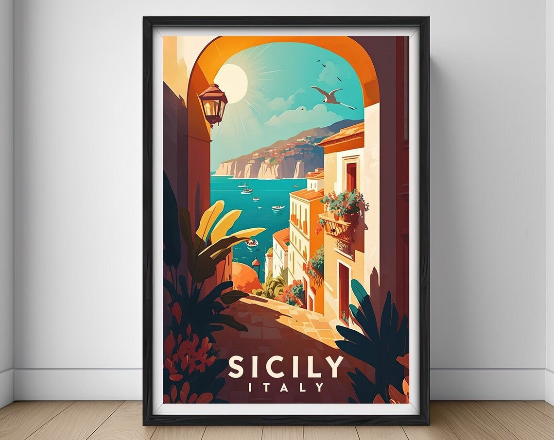 Sicily Travel Poster, Italy Art Print