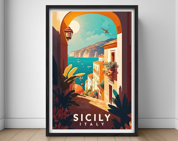Sicily Travel Poster, Italy Art Print