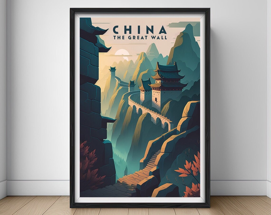 Great Wall Of China Travel Poster, Beijing Art Print