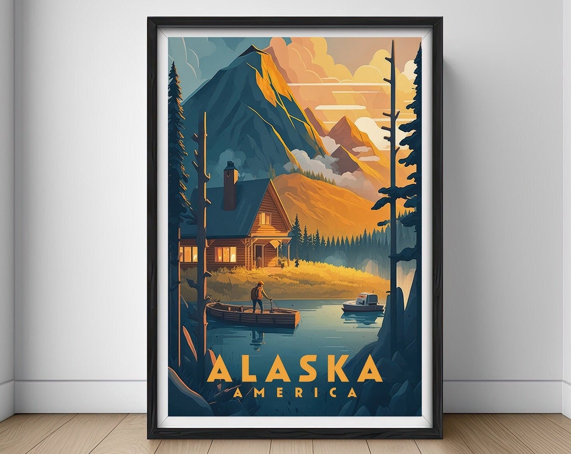 Alaska America Travel Poster Alaska America Wall Art Print Alaska America Painting Illustration Alaska America Watercolor Decor
