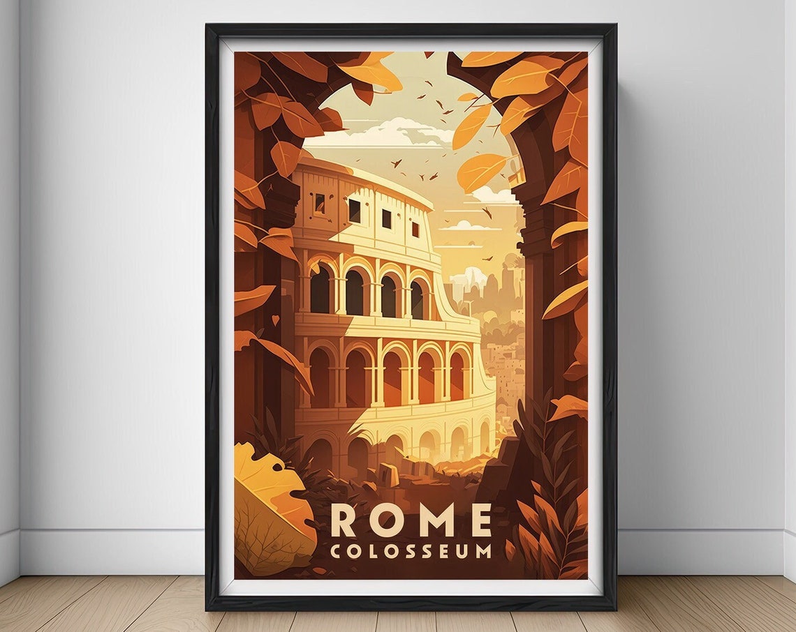 Rome Colosseum Travel Poster Rome Colosseum Wall Art Print Rome Colosseum Painting Rome Colosseum Illustration Rome Watercolor Art