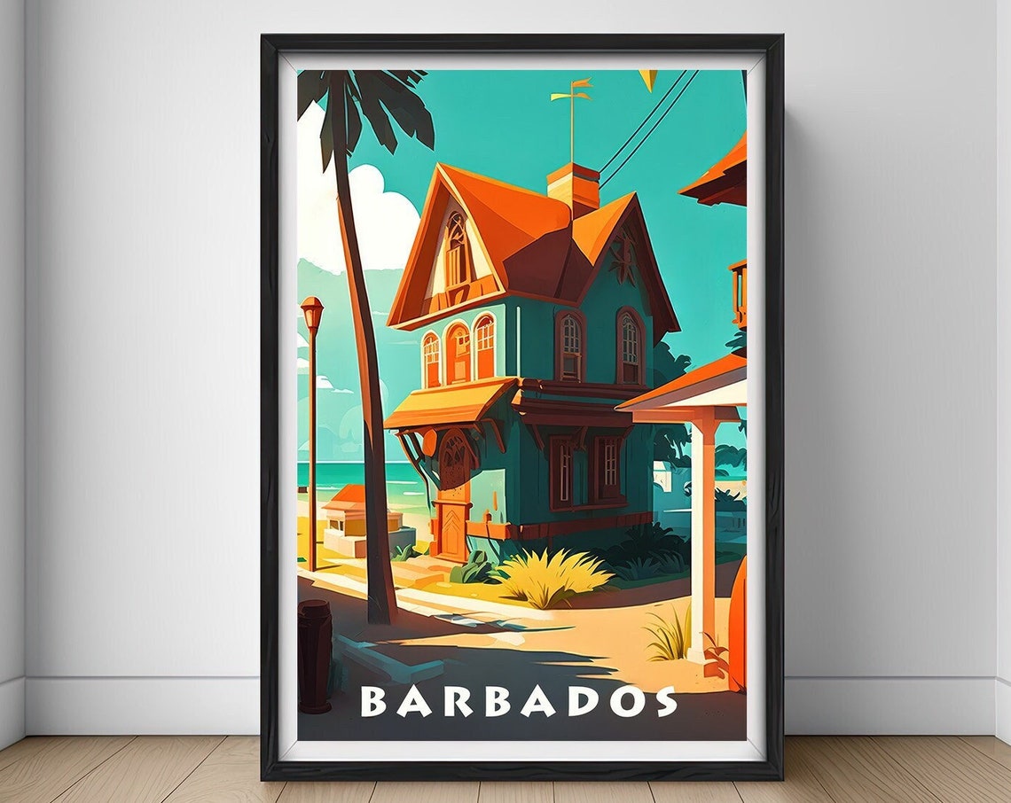 Barbados Travel Poster Barbados Print Barbados Wall Art Print Barbados Caribbean Barbados Painting Illustration Barbados Watercolor Decor