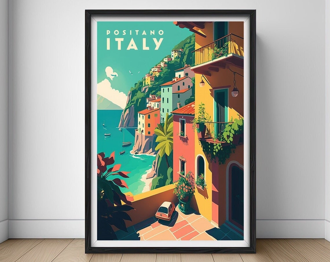 Positano Italy Travel Poster Positano Wall Art Print Positano Italy Painting Italy Travel Art Poster Positano Wall Art Home Decor