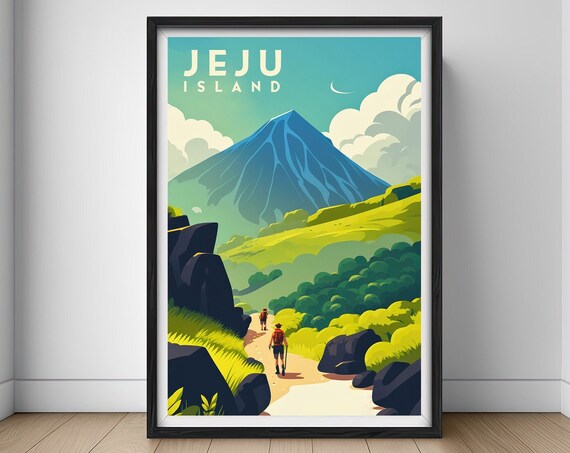 Jeju Island Korea Travel Poster Jeju Island Korea Wall Art Print Jeju Island Painting Illustration Korea Watercolor Home Decor