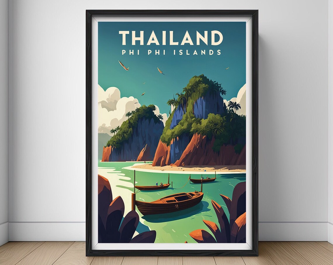 Phi Phi Island Thailand Travel Poster Thailand Phi Phi Island Wall Art Print Phi Phi Island Travel Art Painting Phi Phi Home Decor